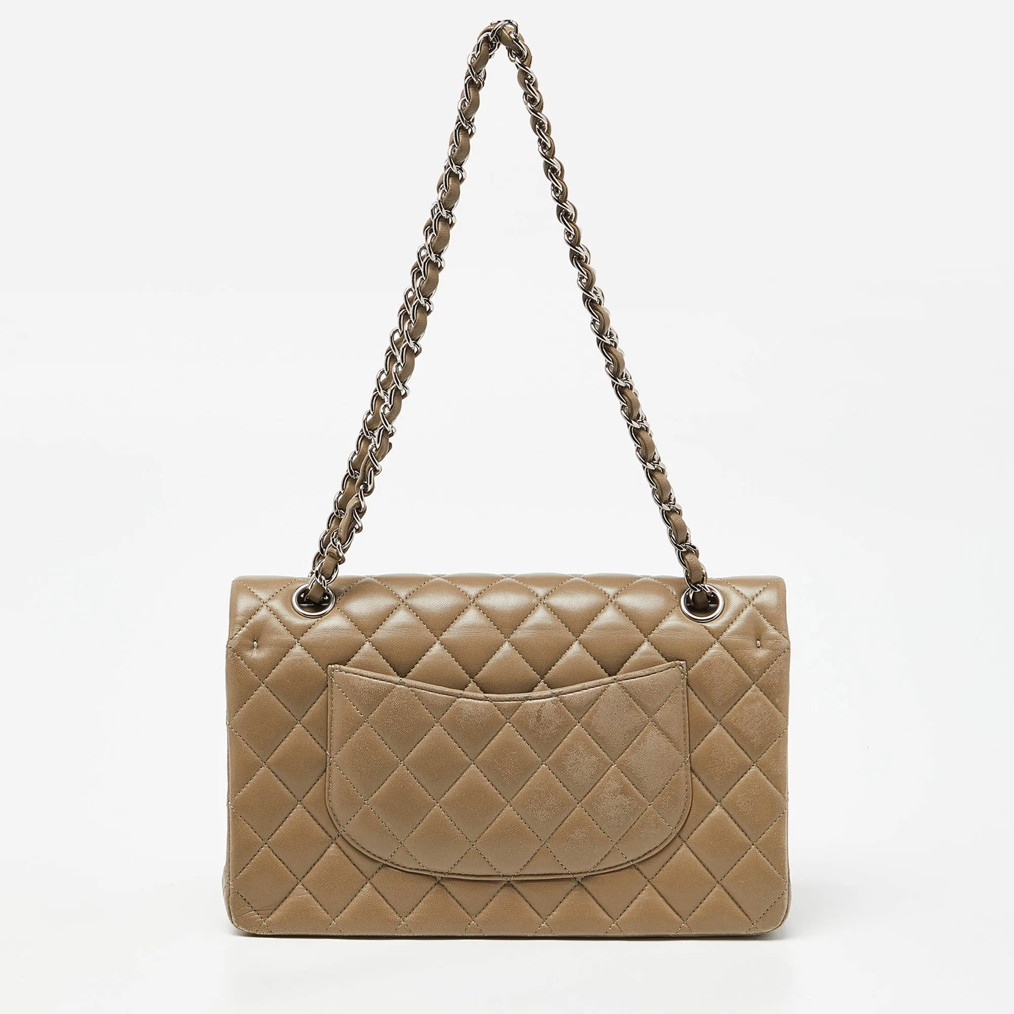 CHANEL Avocado Green Quilted Leather Medium Classic Double Flap Bag