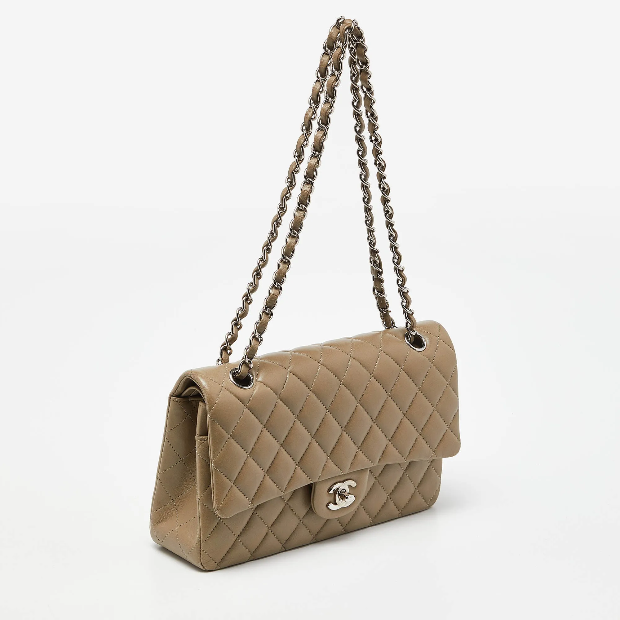 CHANEL Avocado Green Quilted Leather Medium Classic Double Flap Bag