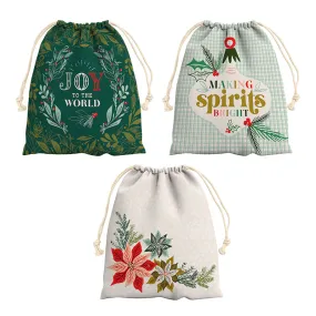 Cheer & Merriment Cotton Drawstring Gift Bag