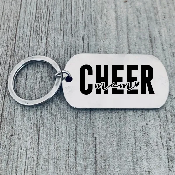 Cheer Mom Keychain - Rectangle Shape - Pick Style