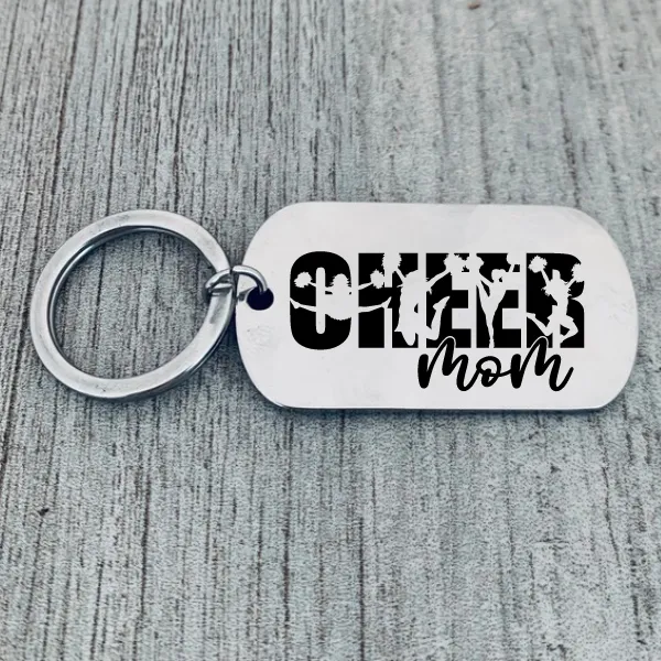 Cheer Mom Keychain - Rectangle Shape - Pick Style