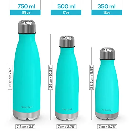 CHILLOUT LIFE Stainless Steel Water Bottle for Kids School: 12 oz Double Wall Insulated Cola Bottle Shape