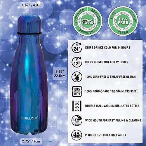 CHILLOUT LIFE Stainless Steel Water Bottle for Kids School: 12 oz Double Wall Insulated Cola Bottle Shape