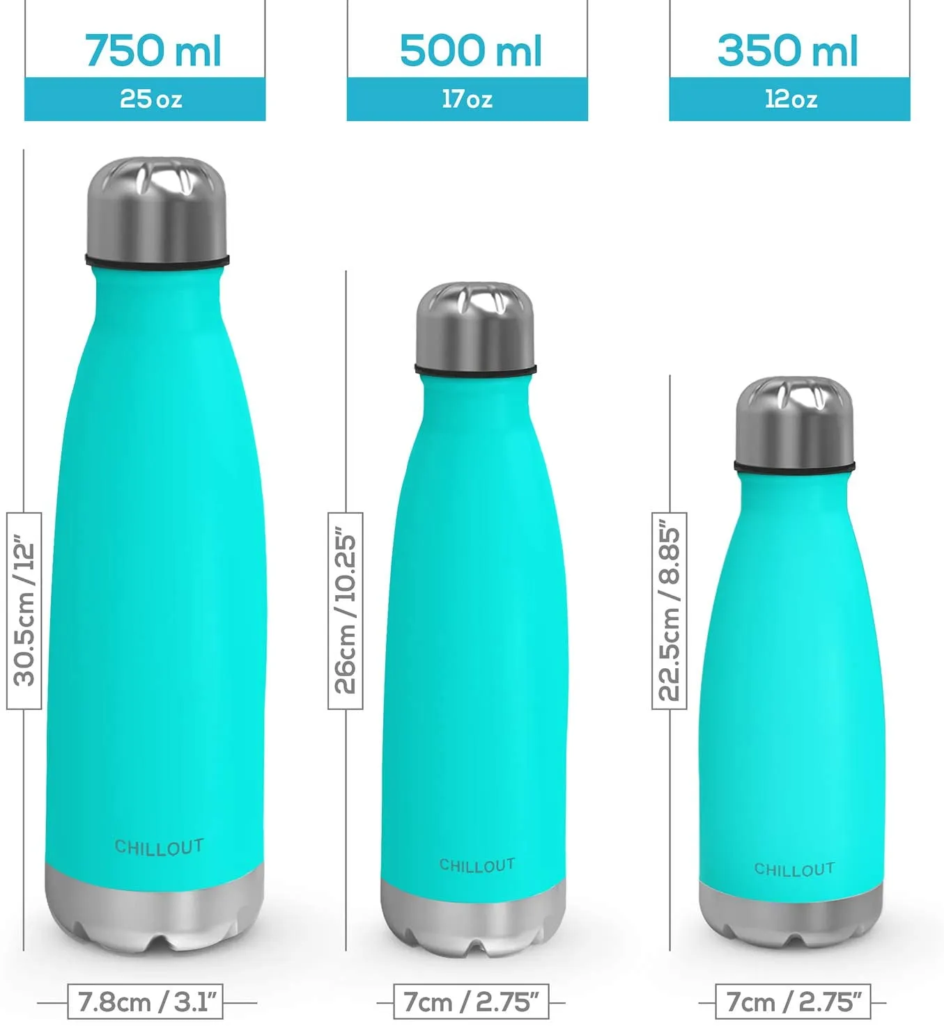 CHILLOUT LIFE Stainless Steel Water Bottle for Kids School: 12 oz Double Wall Insulated Cola Bottle Shape