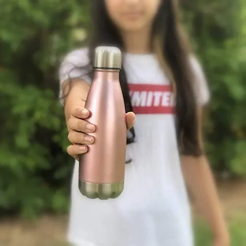 CHILLOUT LIFE Stainless Steel Water Bottle for Kids School: 12 oz Double Wall Insulated Cola Bottle Shape