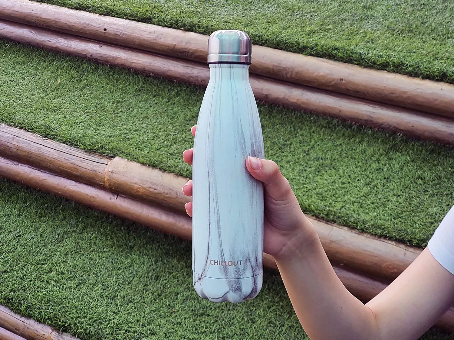 CHILLOUT LIFE Stainless Steel Water Bottle for Kids School and Adults: 17oz Double Wall Insulated Cola Bottle Shape