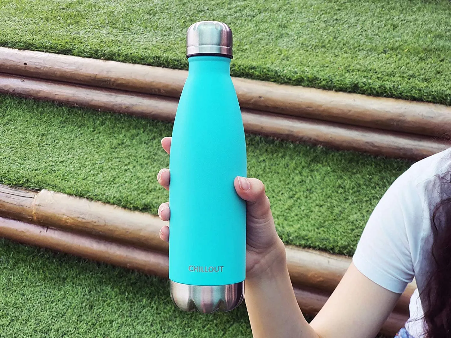 CHILLOUT LIFE Stainless Steel Water Bottle for Kids School and Adults: 17oz Double Wall Insulated Cola Bottle Shape