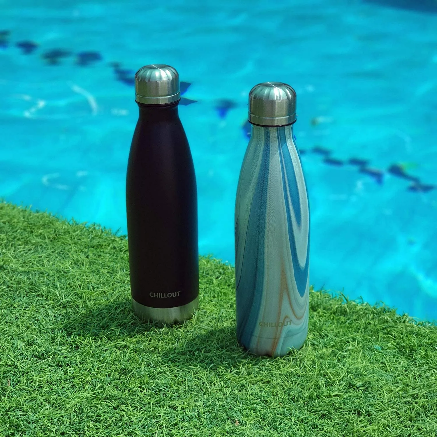 CHILLOUT LIFE Stainless Steel Water Bottle for Kids School and Adults: 17oz Double Wall Insulated Cola Bottle Shape