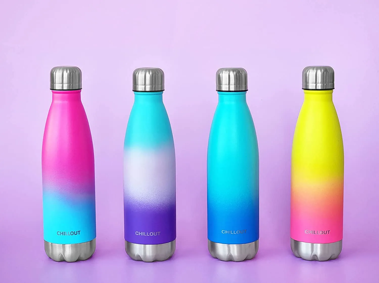 CHILLOUT LIFE Stainless Steel Water Bottle for Kids School and Adults: 17oz Double Wall Insulated Cola Bottle Shape