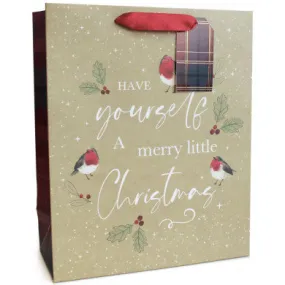 Christmas Gift Bag - Large Kraft Robin