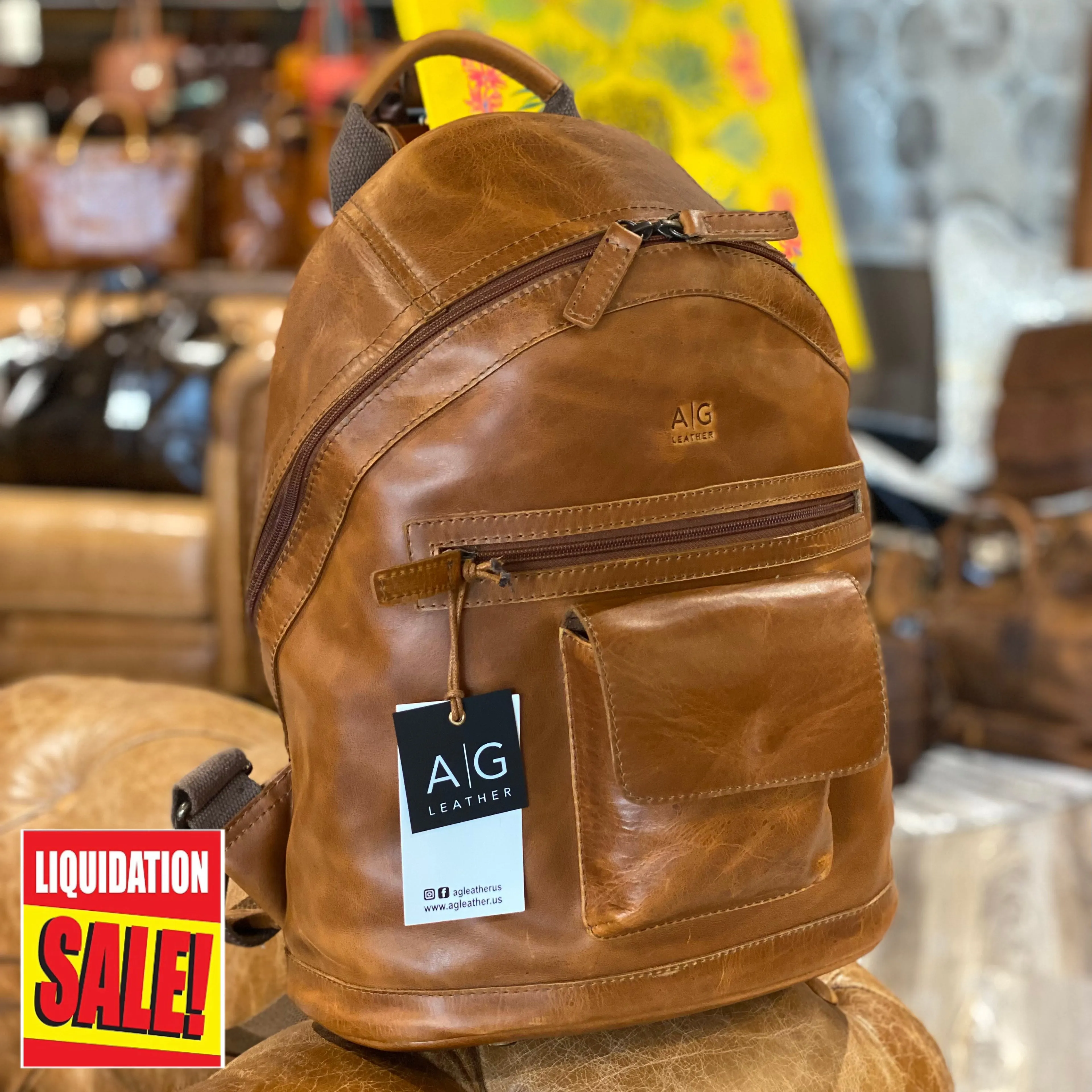 Classic Backpack in Cognac Leather - last unit in display - FINAL SALE no exchange - one of our best sellers!!