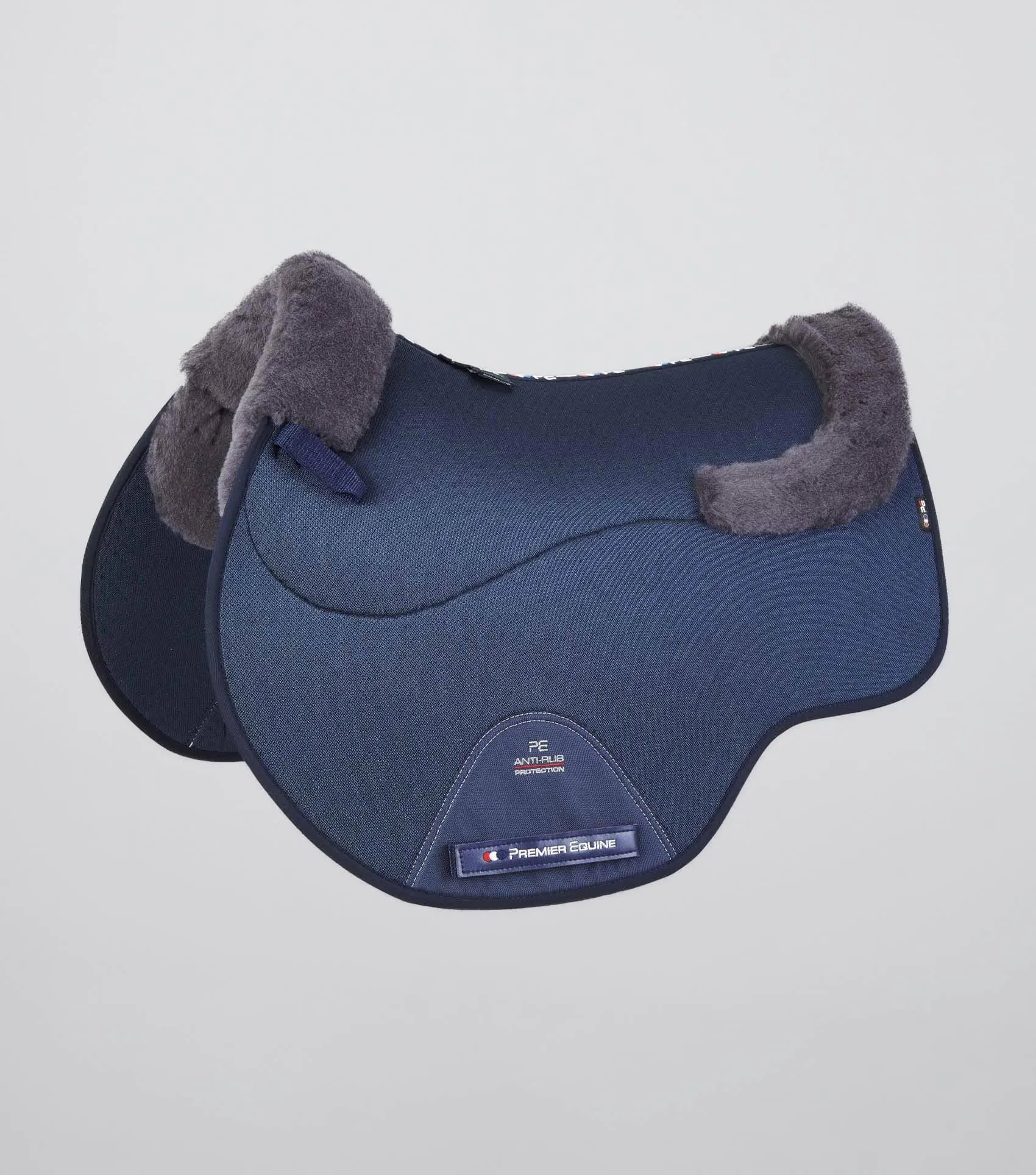 Close Contact Airtechnology Shockproof Wool Saddle Pad - GP/Jump Square Navy/Grey Wool