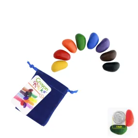 Crayon Rocks - Set of 8 Colors in a Blue Velvet Bag