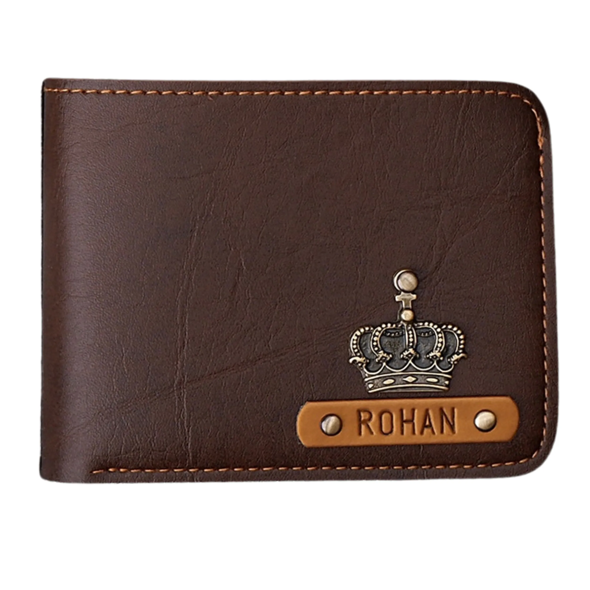 Customized Dark Brown Mens Wallet with Free Charm