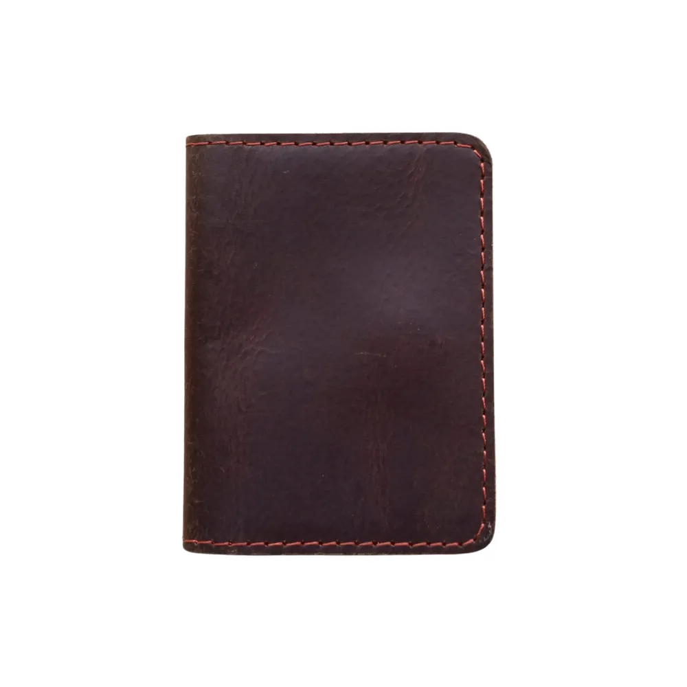 Dark Brown Leather Wallet - Hidden Magnetic Closure