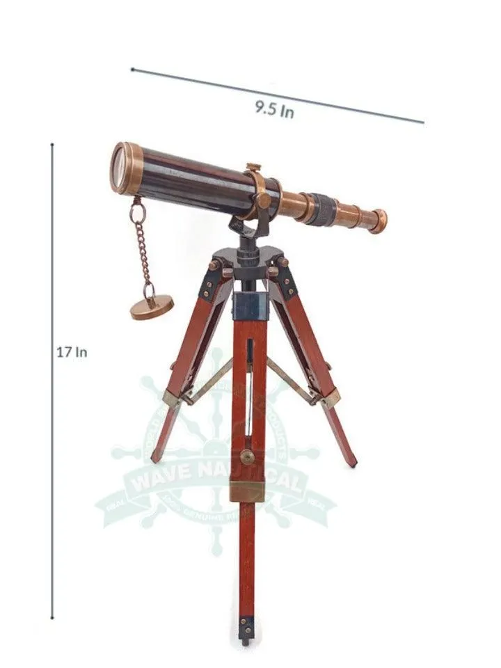 Decorative Maritime Brass Telescope with Adjustable Tripod Stand