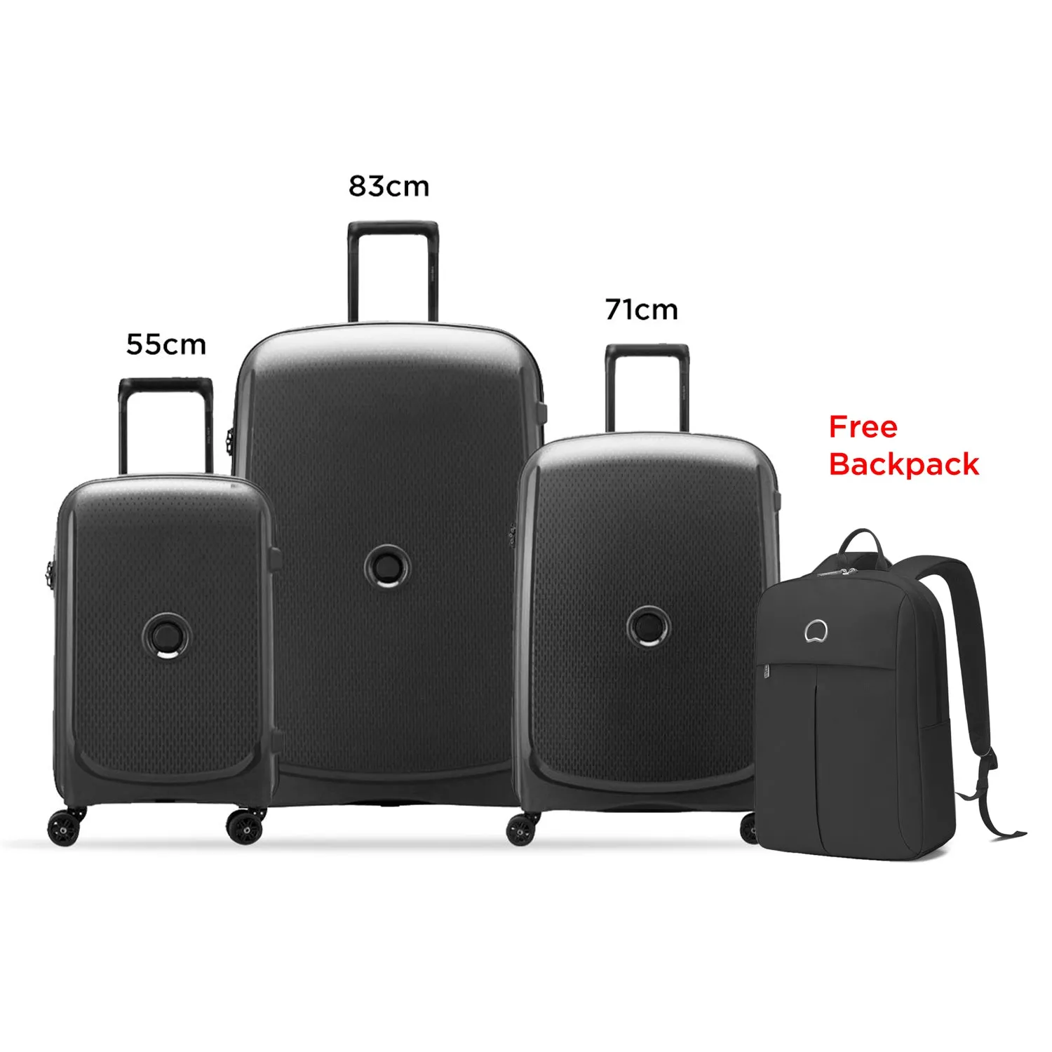 Delsey Belmont Plus Non Expandable  3Piece Luggage Set   Free Delsey Agreable Backpack