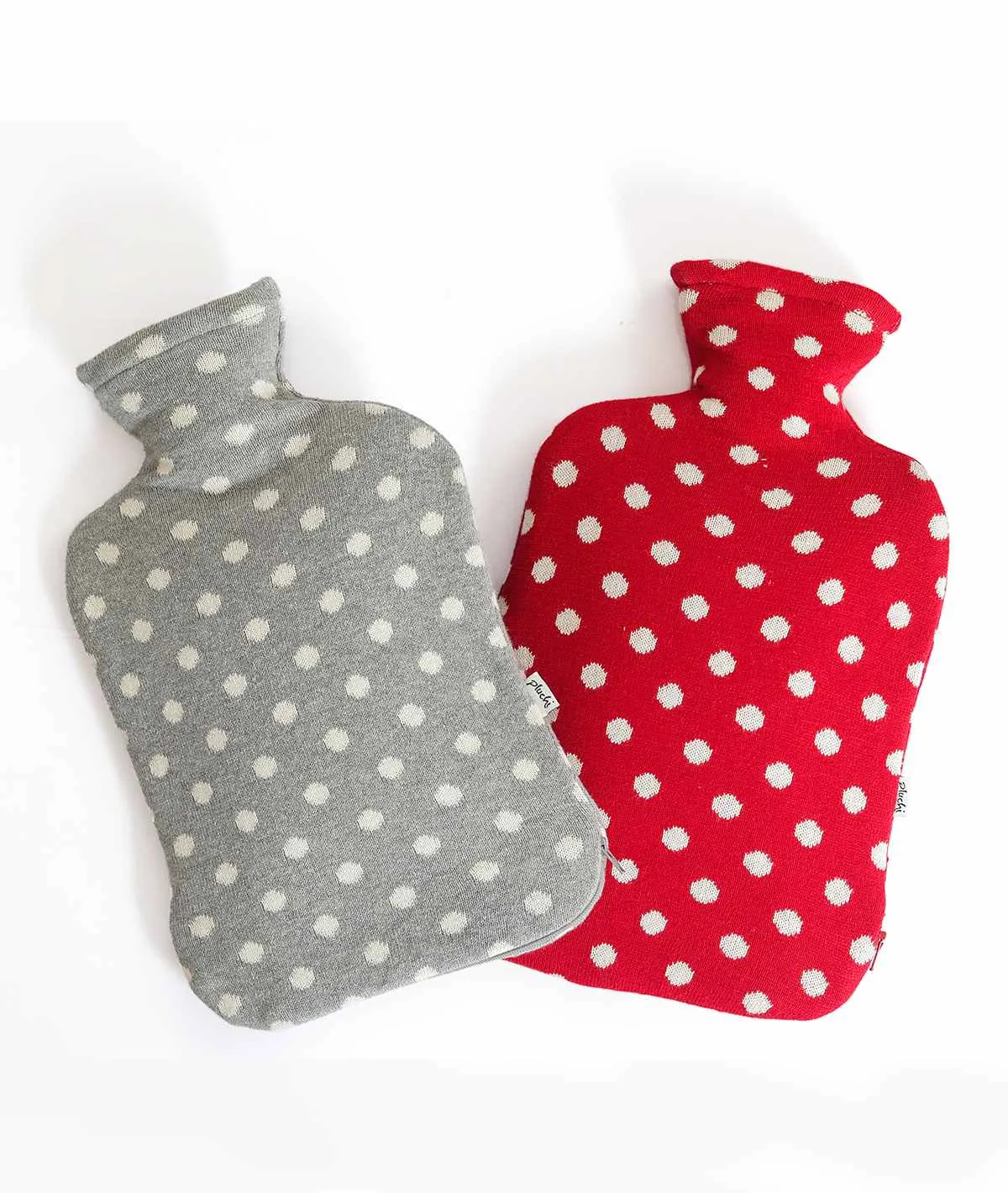 Dottie - Grey & Natural Combed Cotton Hot Water Bottle Cover