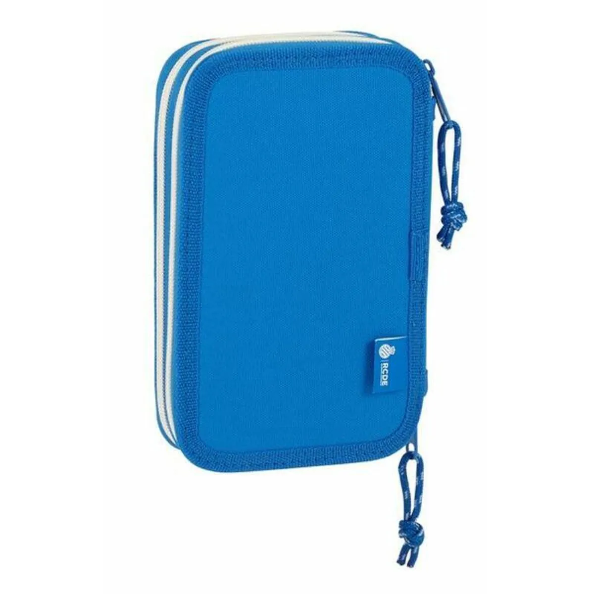 Double Pencil Case RCD Espanyol Blue White 12.5 x 19.5 x 4 cm (28 Pieces)