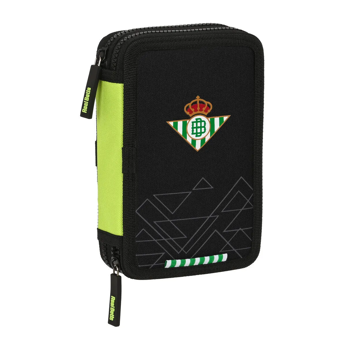 Double Pencil Case Real Betis Balompié Black Lime 12.5 x 19.5 x 4 cm (28 Pieces)