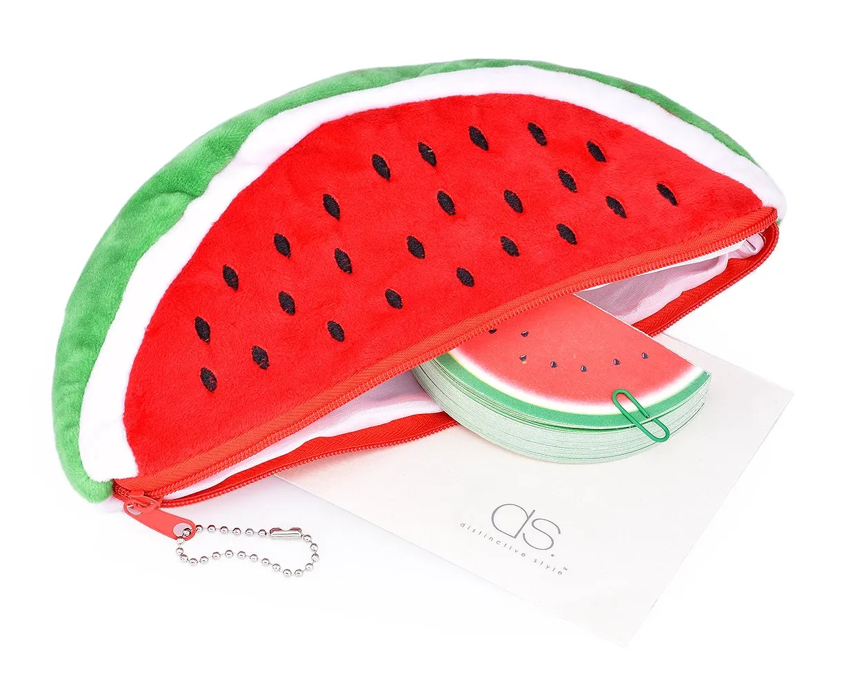 DS. DISTINCTIVE STYLE Stationery Set with Watermelon Shape Large Pencil Zipper Case Pencil Bag Sketch Pad Note Pad for Kids