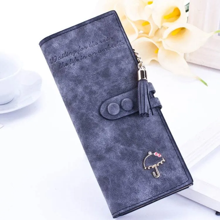 Elegant Women's Long Zipper Wallet with Umbrella Design