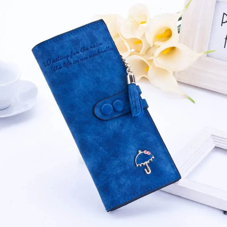 Elegant Women's Long Zipper Wallet with Umbrella Design