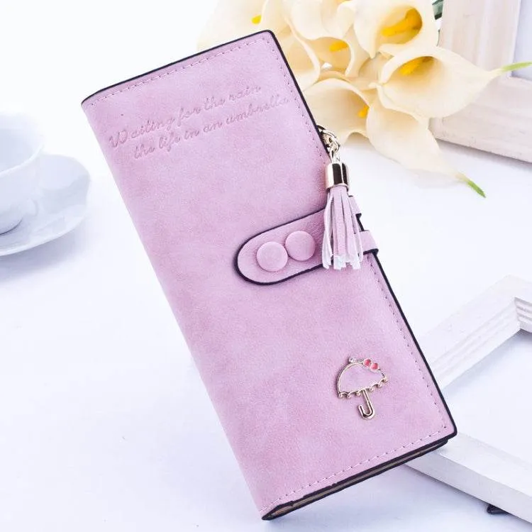 Elegant Women's Long Zipper Wallet with Umbrella Design