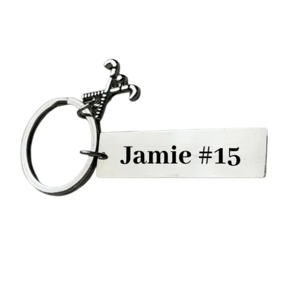 Engraved Field Hockey Bar Keychain