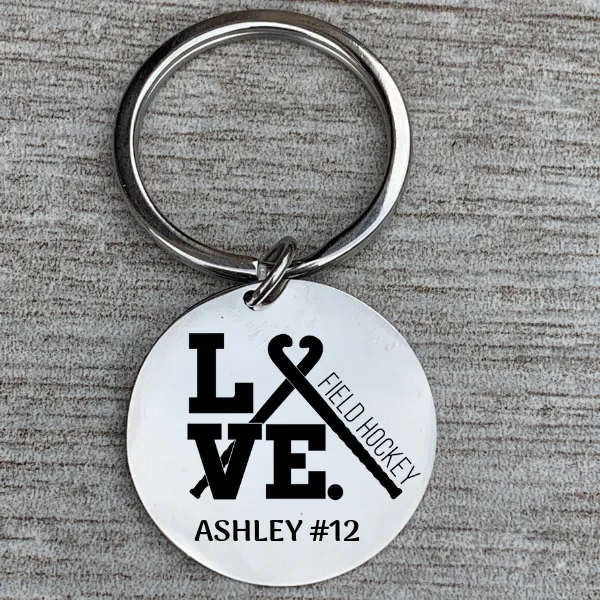 Engraved Field Hockey Keychain