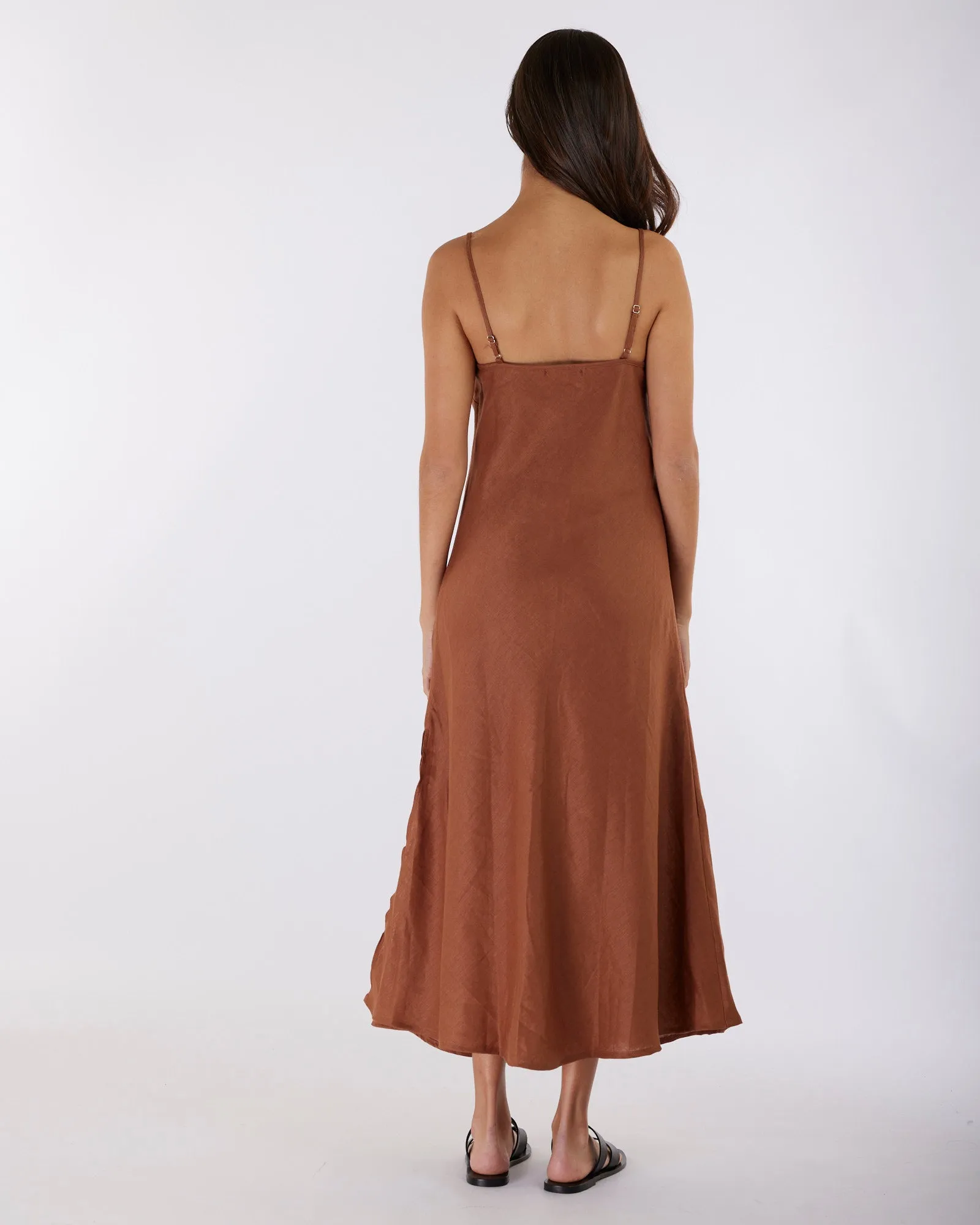 Evangeline Linen Dress - Cinnamon