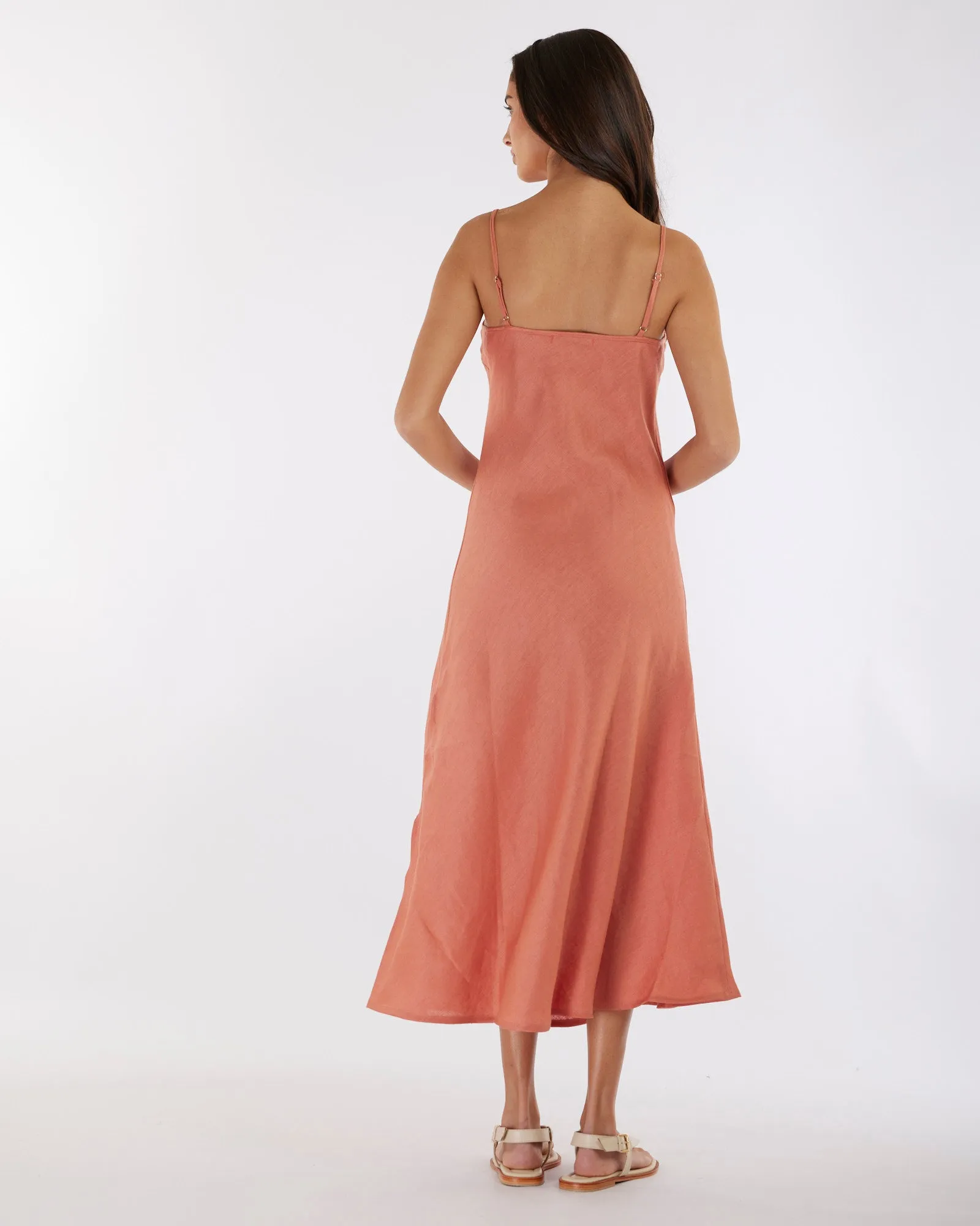 Evangeline Linen Dress - Rosewood