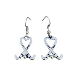 Field Hockey Heart Stick Dangle Earrings