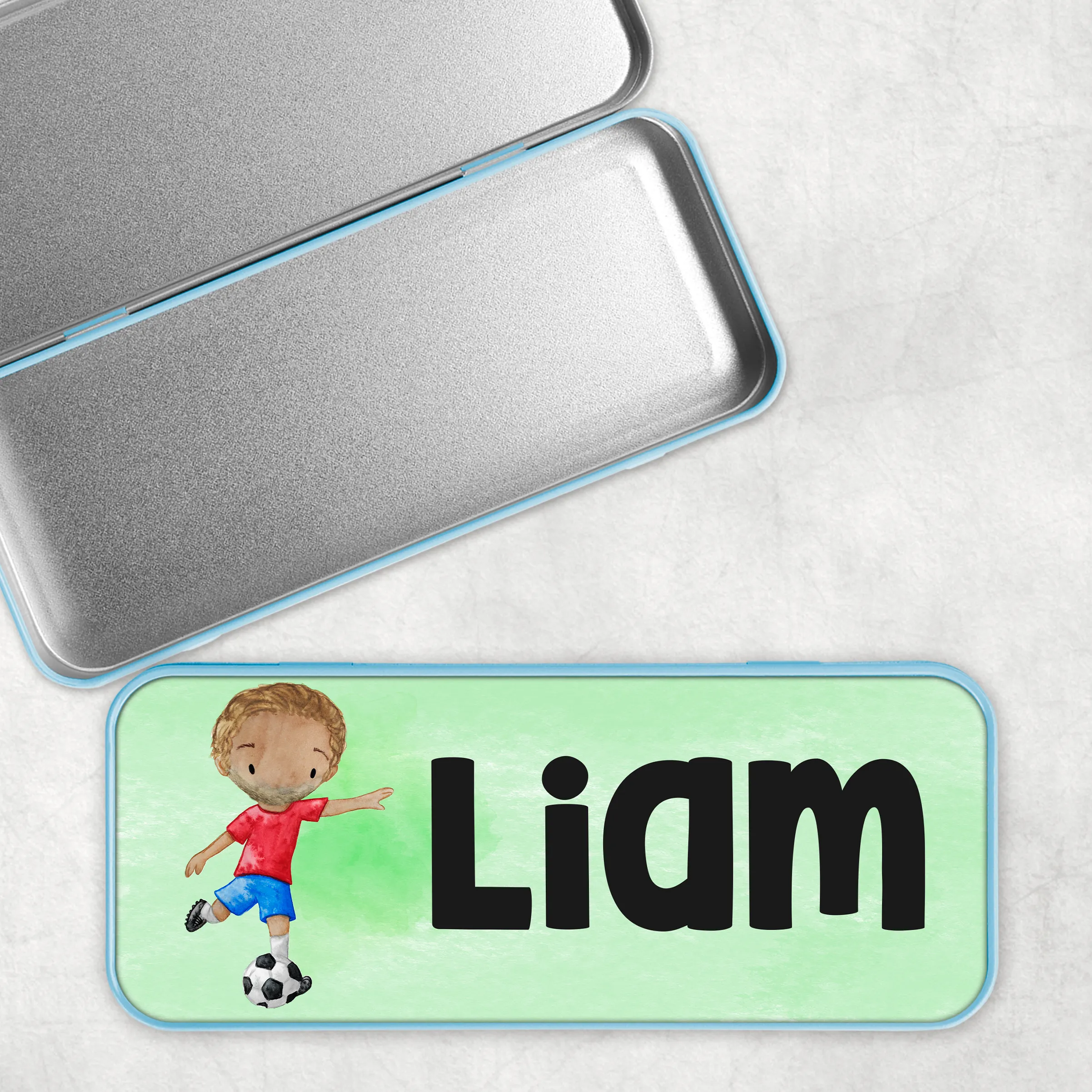 Football Personalised School Pencil Tin