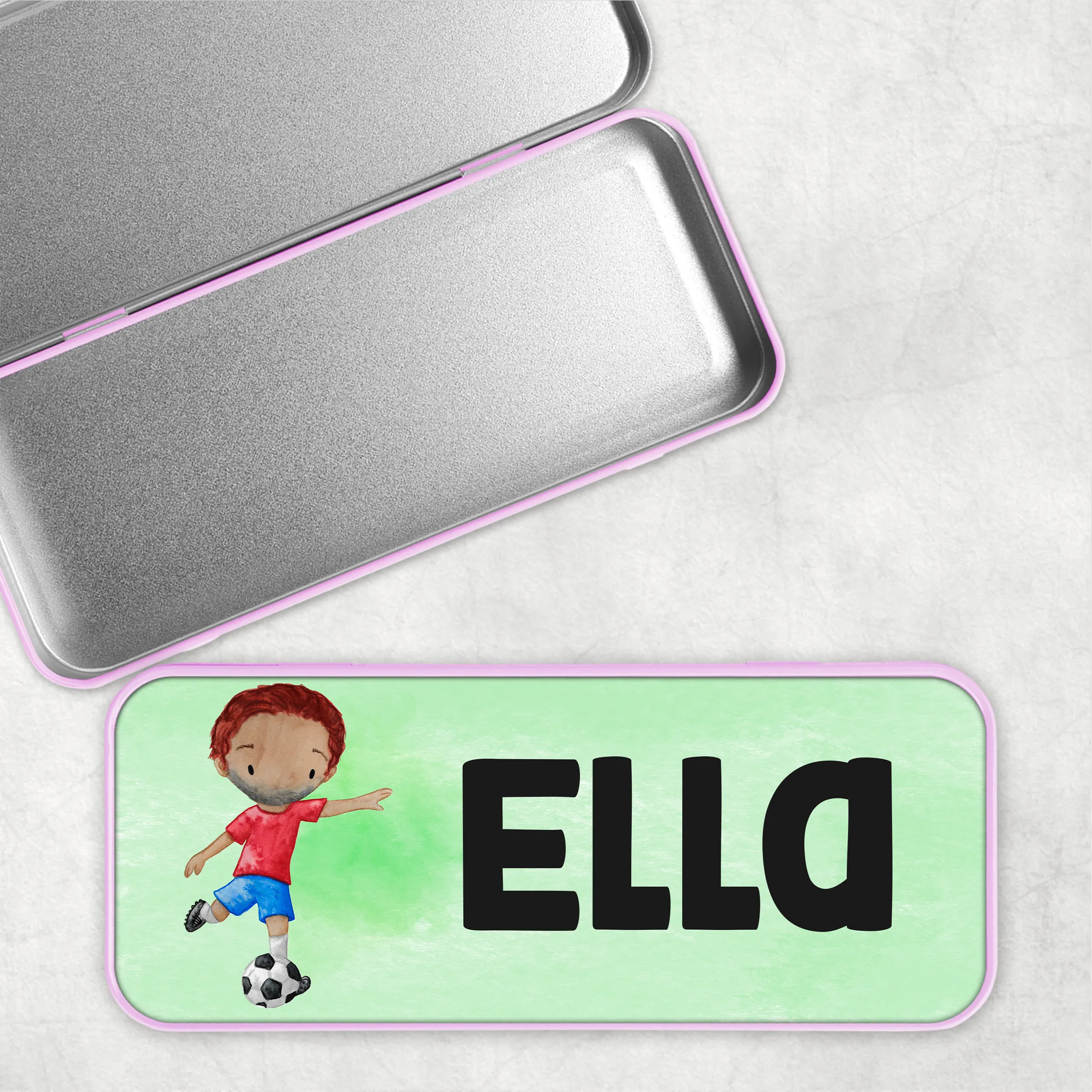 Football Personalised School Pencil Tin