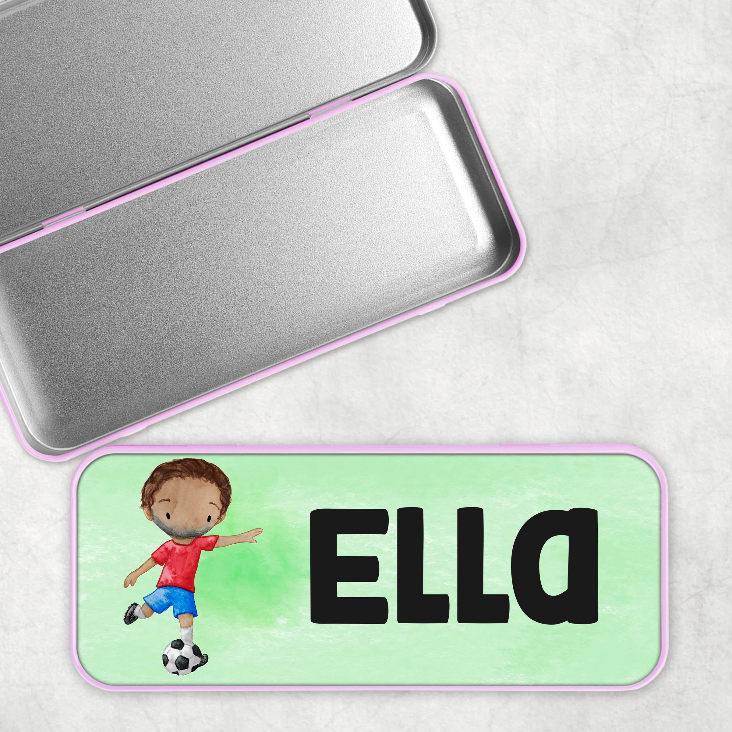 Football Personalised School Pencil Tin