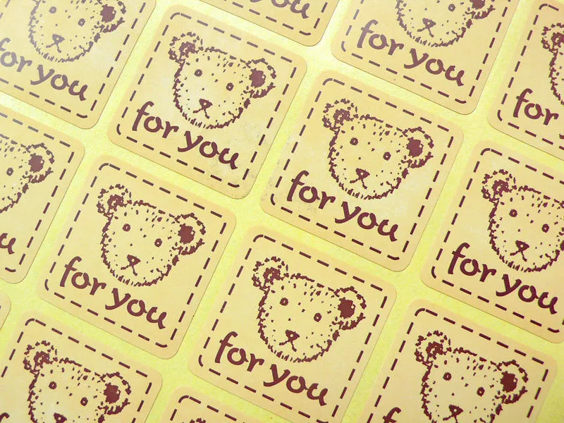 For You Sticker Set (Bear / 16pcs) Seal Sticker - Scrapbooking Packaging Party Gift Wrap Diary Deco Collage Home Decor S082