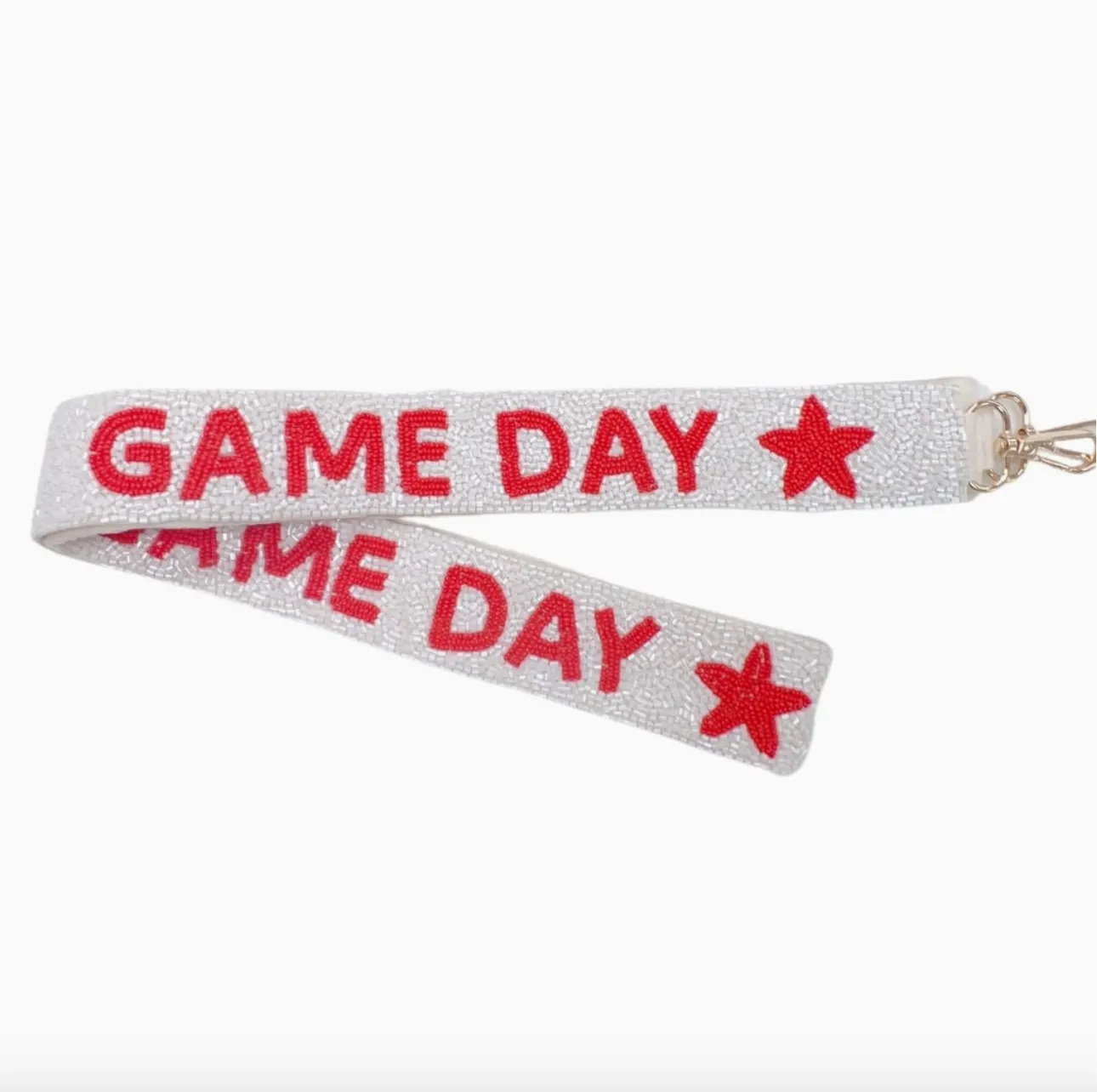 Game Time Game Day White Beaded Bag Strap