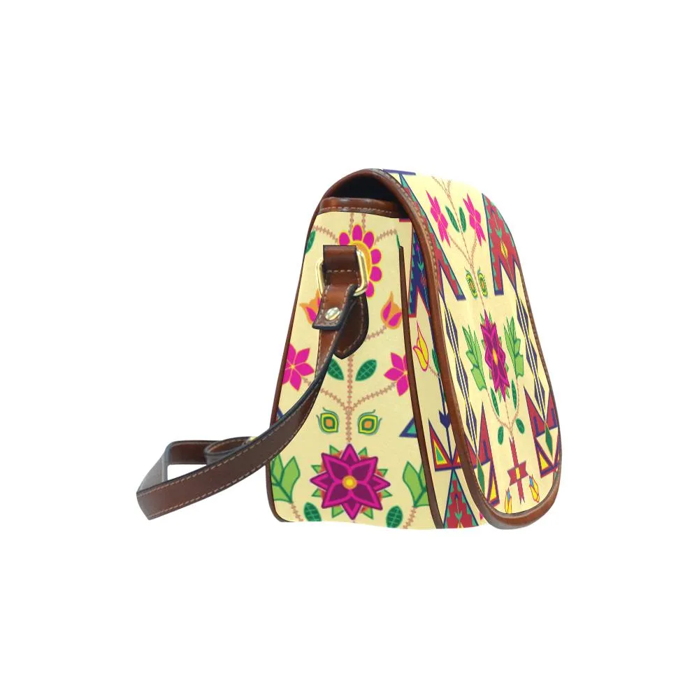 Geometric Floral Spring - Vanilla Saddle Bag/Small