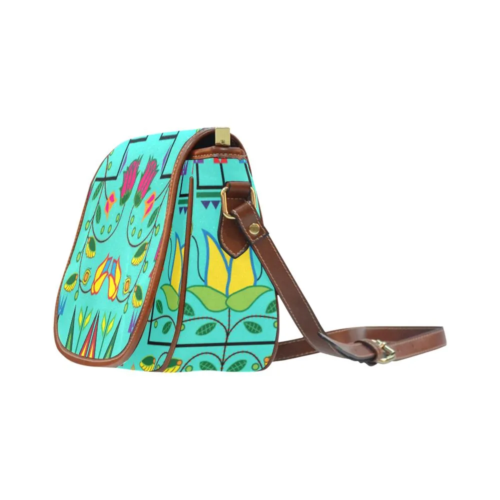 Geometric Floral Summer - Sky Saddle Bag/Small