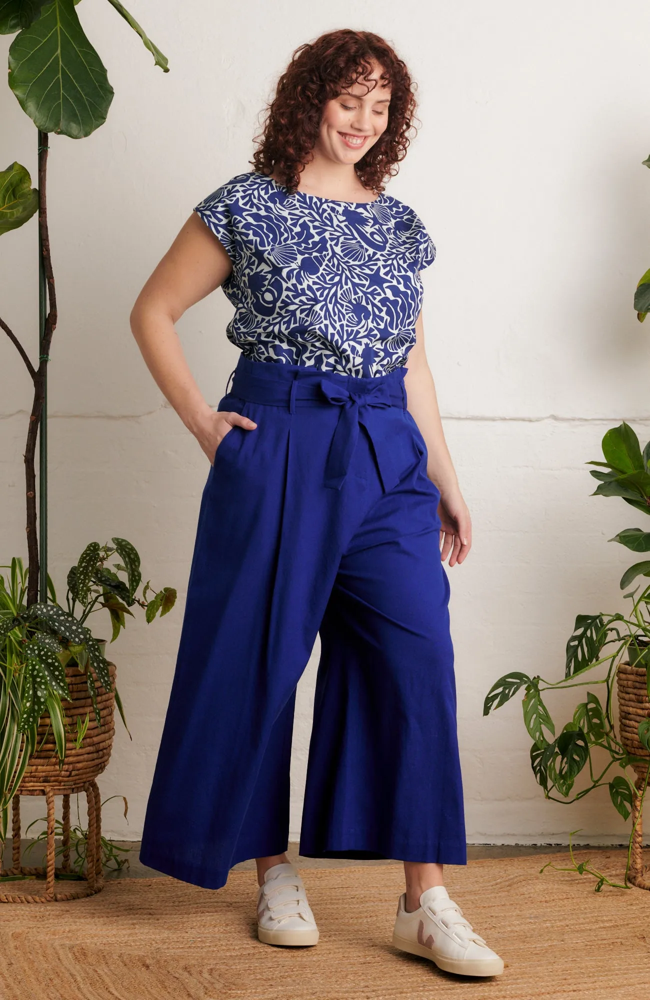 Gilda Cotton Linen Bright Blue Trouser