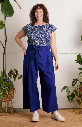 Gilda Cotton Linen Bright Blue Trouser