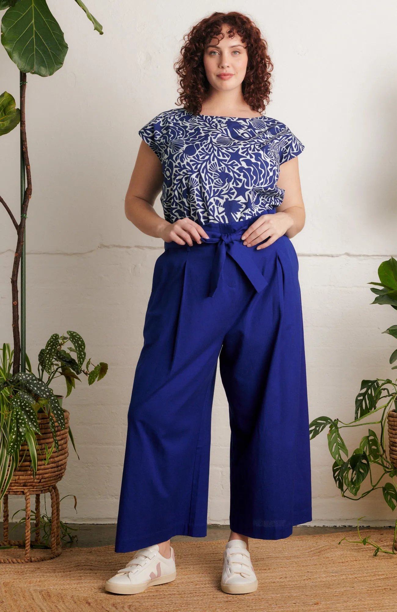 Gilda Cotton Linen Bright Blue Trouser