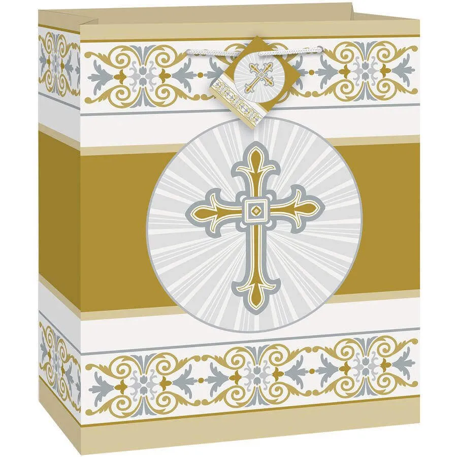 Gold & Silver Radiant Cross Gift Bag