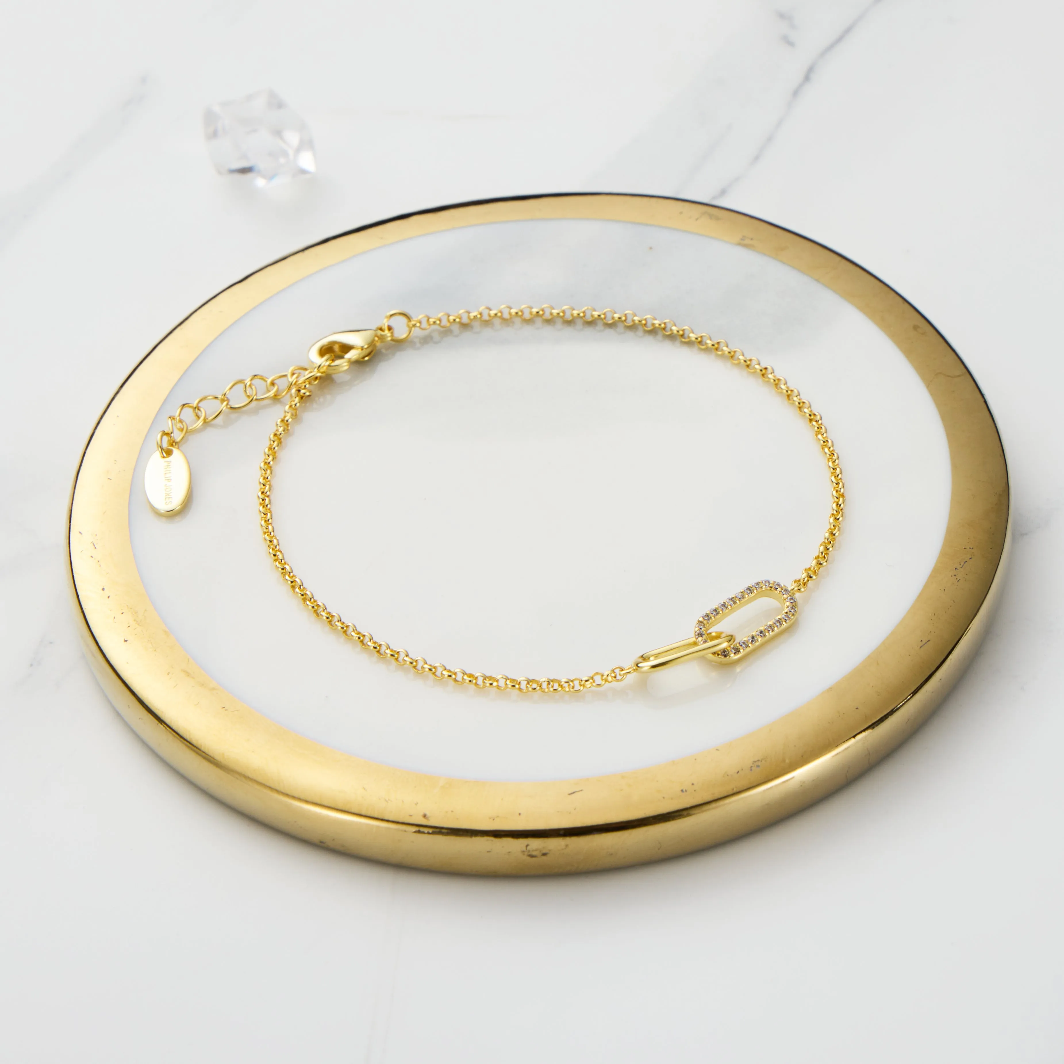 Gold Plated Paperclip Link Bracelet Created with Zircondia® Crystals