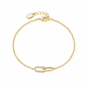 Gold Plated Paperclip Link Bracelet Created with Zircondia® Crystals