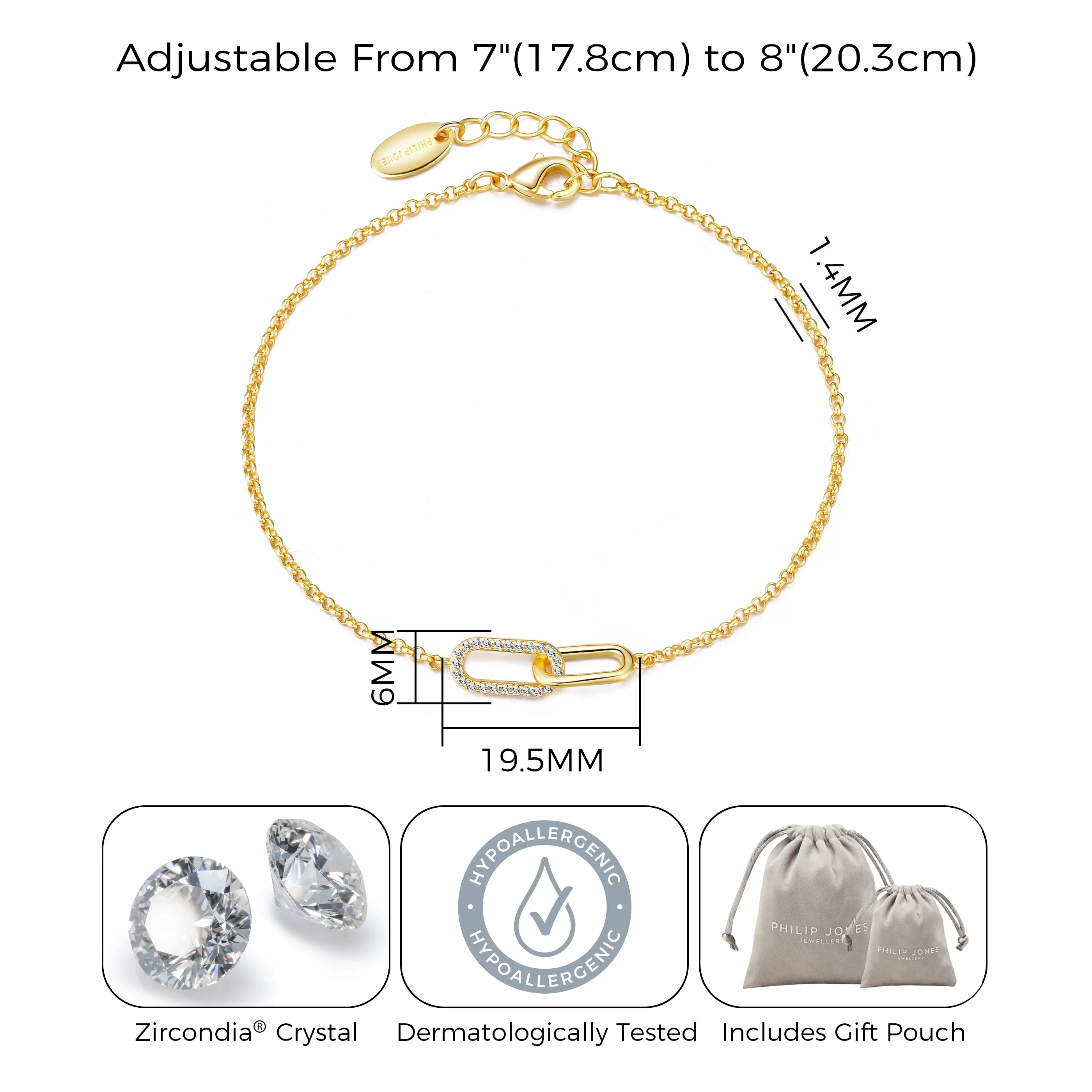 Gold Plated Paperclip Link Bracelet Created with Zircondia® Crystals