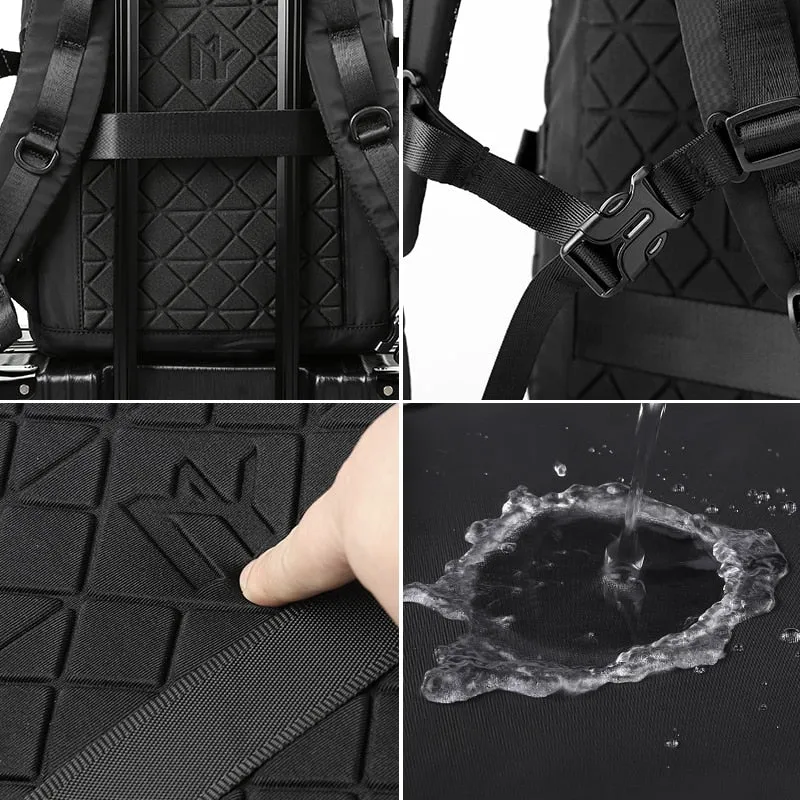 Gothslove Mens Black backpack Waterproof Large Capacity Travel Backpack Men Roll Top 17 Laptop Backpack Teen Male School Bag