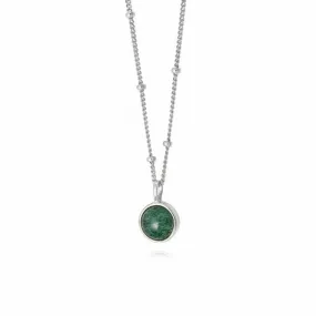 Green Aventurine Healing Stone Silver Necklace HN1001_SLV