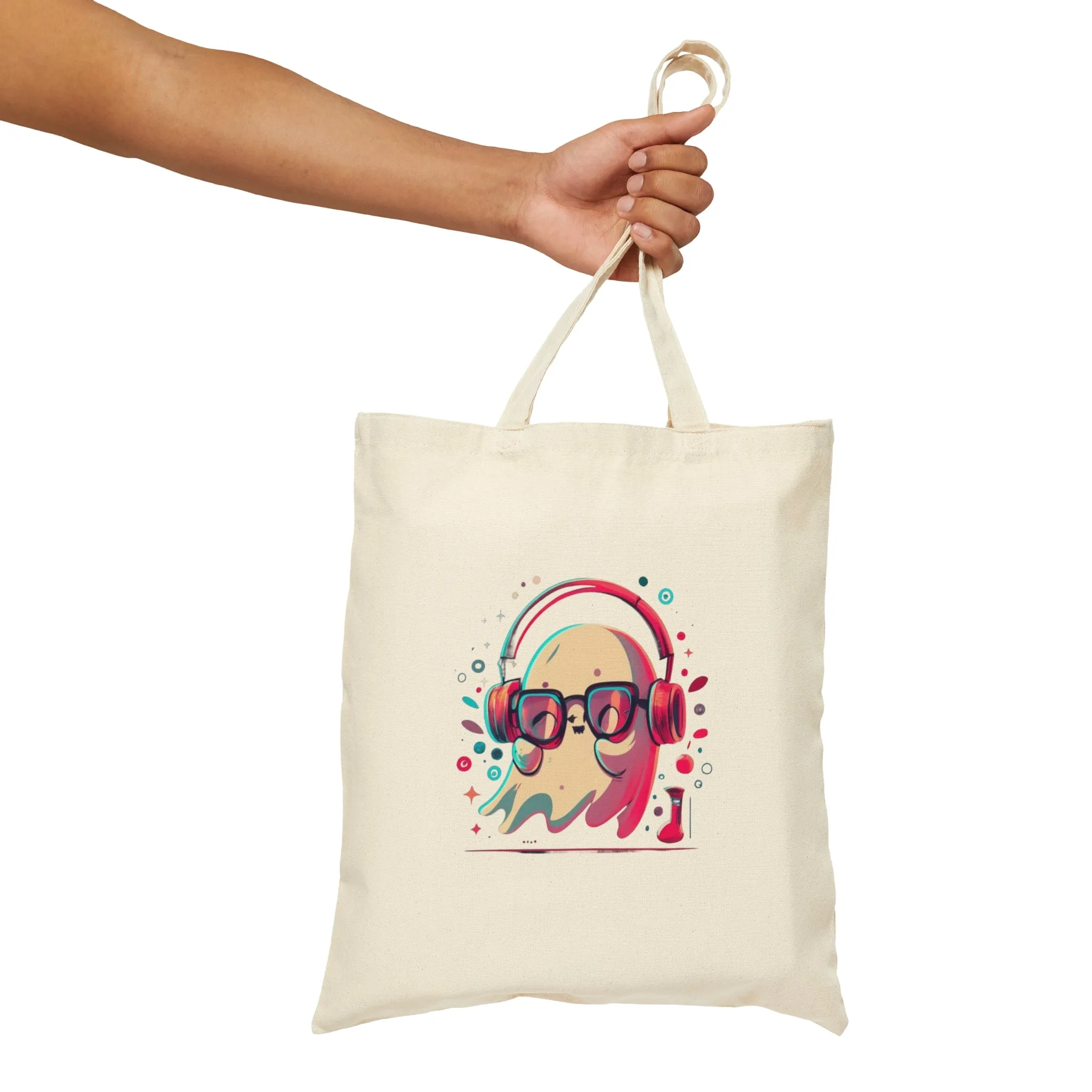 Groovy cute ghost with headphones halloween spooky Tote Bag